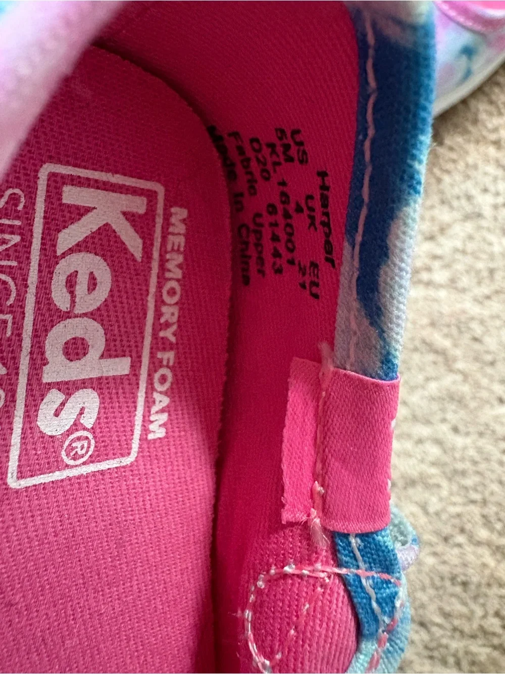 Keds Kids Pink & Blue Tie-Dye Heart Strap Mary Janes